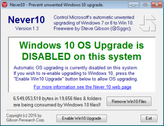 Preventing the automatic update to Windows 10